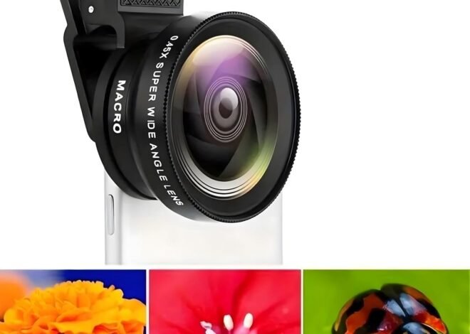 2-in-1 Mobile Phone Lens Kit – 15x Macro & 0.45x Wide-Angle Lens for iPhone, Samsung & Android Smartphones (Black)