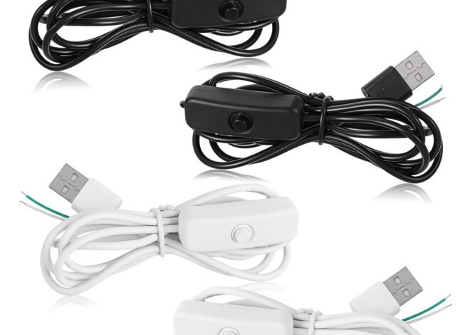 4 Pcs USB Extension Cable with On/Off Switch 2 Pin Wire Connector Power Cord Switch Power Cable On Off Switchs Extension Cord for 5V 12V LED Strips Light Table Lamp Fan Webcam Charger