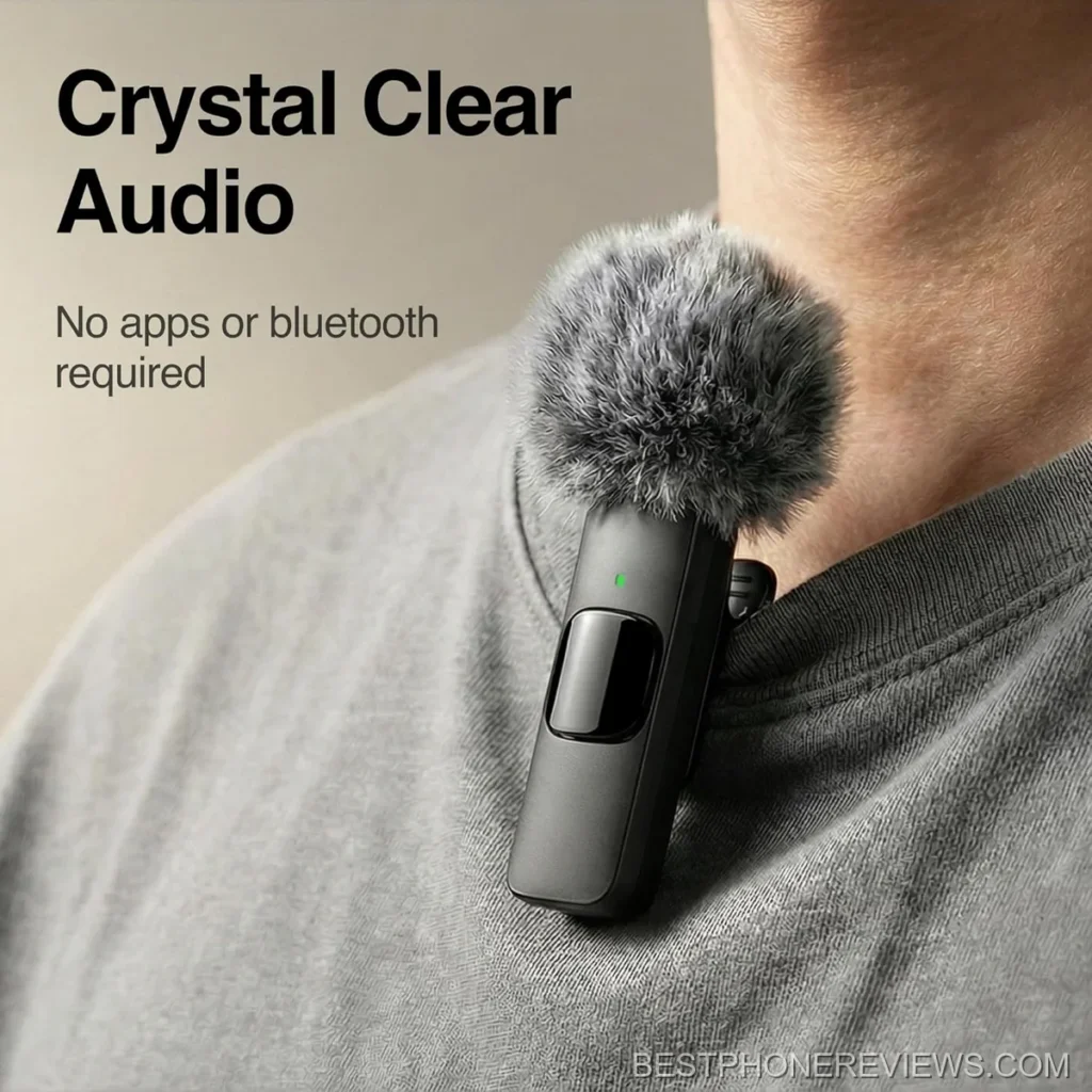 (Latest Model - Wireless Mini Microphone for iPhone, iPad, Android - 2 Pack Lavalier Microphone for Video Recording - iPhone Mic Crystal Clear Recording with USB-C for Content Creators