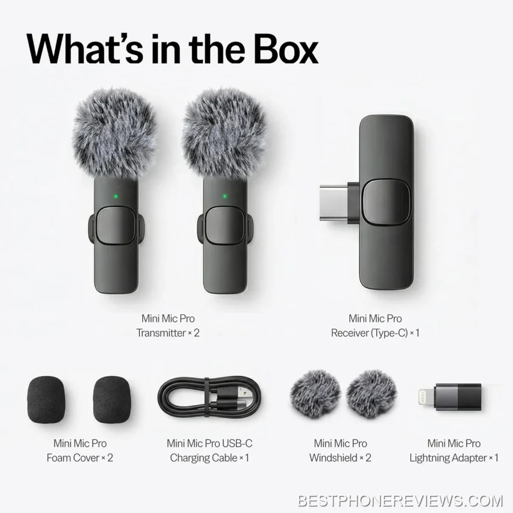 (Latest Model - Wireless Mini Microphone for iPhone, iPad, Android - 2 Pack Lavalier Microphone for Video Recording - iPhone Mic Crystal Clear Recording with USB-C for Content Creators