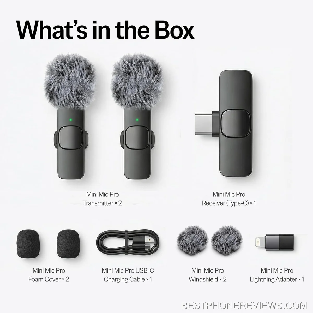 (Latest Model - Wireless Mini Microphone for iPhone, iPad, Android - 2 Pack Lavalier Microphone for Video Recording - iPhone Mic Crystal Clear Recording with USB-C for Content Creators
