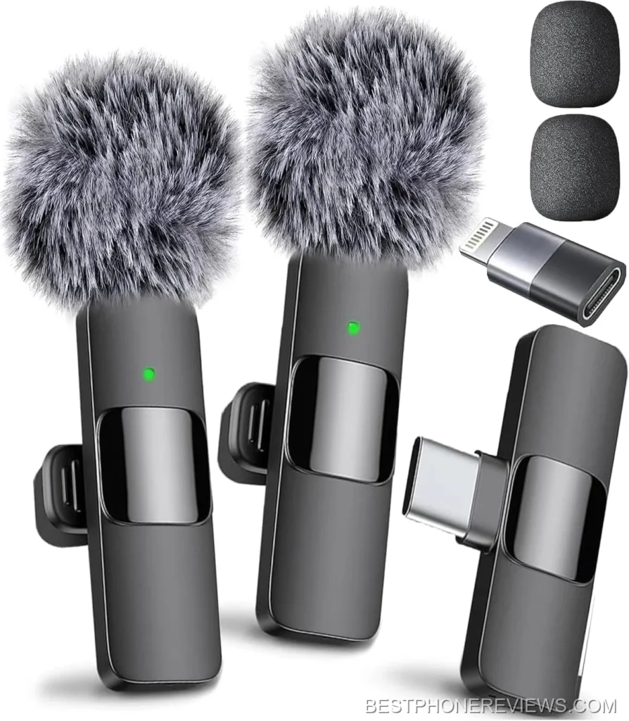 (Latest Model - Wireless Mini Microphone for iPhone, iPad, Android - 2 Pack Lavalier Microphone for Video Recording - iPhone Mic Crystal Clear Recording with USB-C for Content Creators